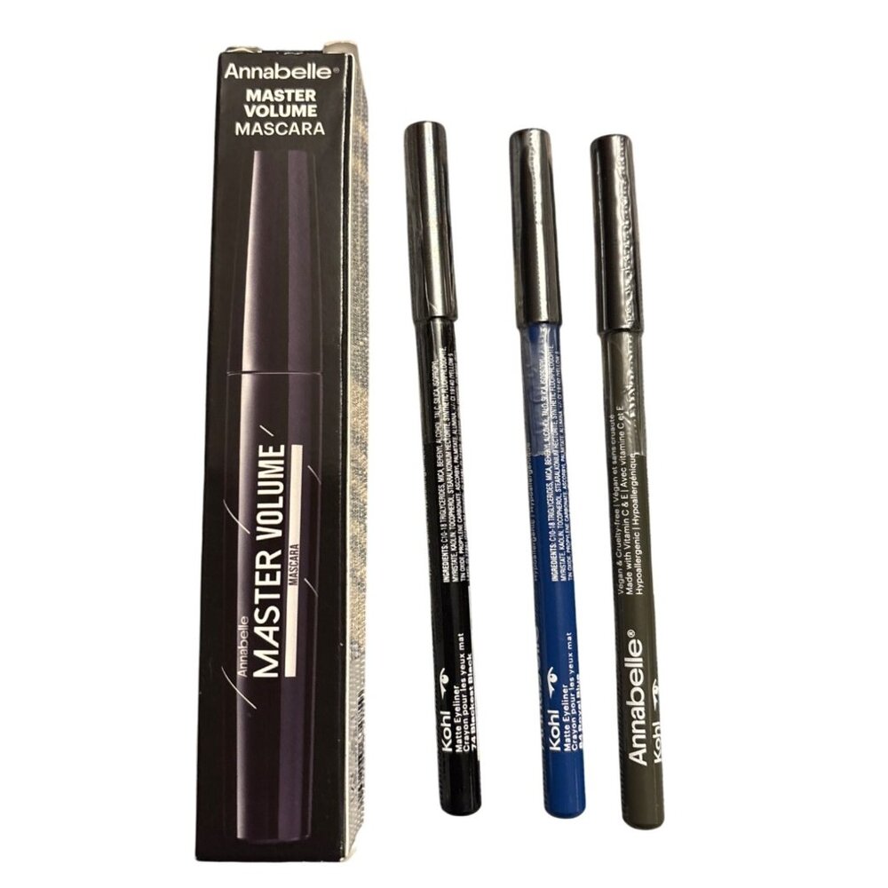 Annabelle Mascara & Eyeliner Lot Master Volume Kohl Black Blue Olive Green